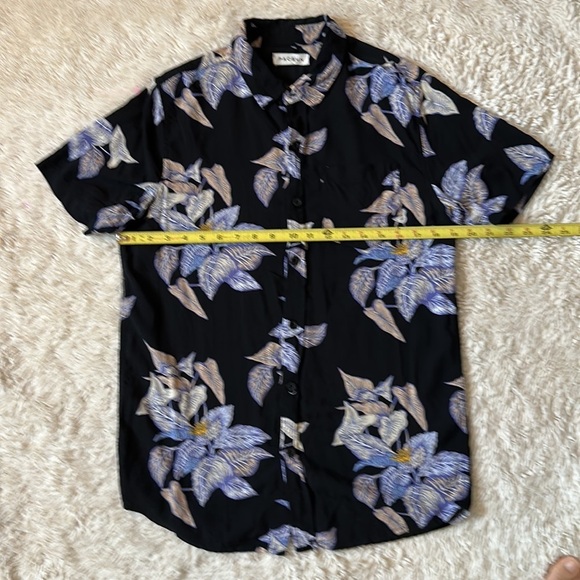 PacSun Hawaiian Shirt Mens Large Black Button Up Short Sleeve Floral Size S - Picture 4 of 11